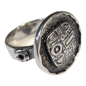 Silpada 925 Sterling Silver Aztec Mosaic Disk Ring R1531 Etched Size 7